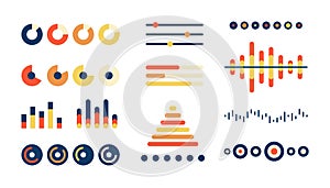 Infographic elements. Pop art graphs charts diagrams for business presentation financail statistics. Vector isolated set