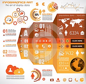Infographic elements - set of paper tags, technology icons...