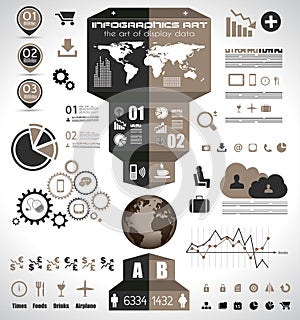 Infographic elements - set of paper tags, technology icons...