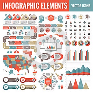 Infographic elements template collection - business vector Illustration for presentation, booklet, website etc.