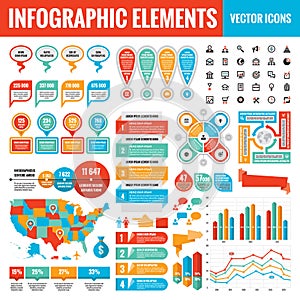 Infographic elements template collection - business vector Illustration for presentation, booklet, website etc. photo