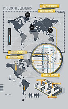 Infographic Elements with world map and a map