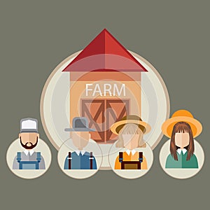 Infographic of farm occupations. Vector illustration decorative design