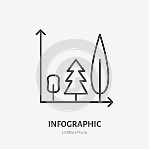 Infographic flat line logo, tree growth icon. Data visualization vector illustration. Sign for business statistic