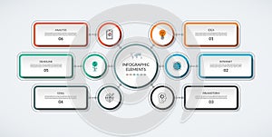 Infographic flow chart with 6 options