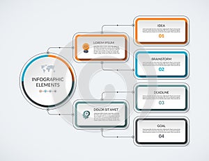 Infographic flow chart with 4 options photo