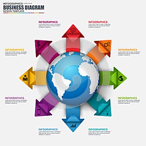 Infographic global business vector design template