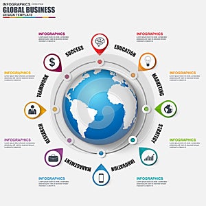 Infographic global business vector design template