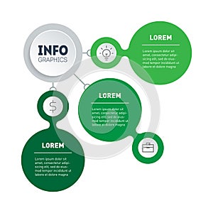 Infographic of green technology or education process with 3 steps. Web Template of a sales pipeline or diagram. Annual report. Eco