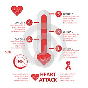 infographic of heart attack. Vector illustration decorative design