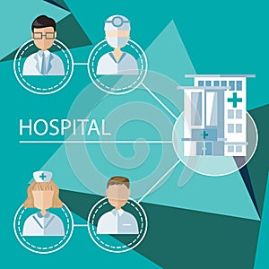 Infographic of hospital occupations. Vector illustration decorative design