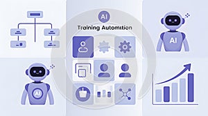 Infographic with Icons and Abstract Shapes Representing Software Development, User Interface (UI), and Digital Workflow