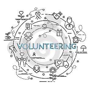 Flat colorful design concept for Volunteering. photo