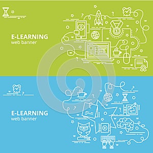 Flat colorful design concept for E-Learning. photo