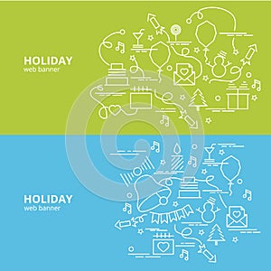 Flat colorful design concept for Holiday. photo