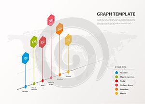 Infographic illustration vector background colorful graph with hexagons and figures inside