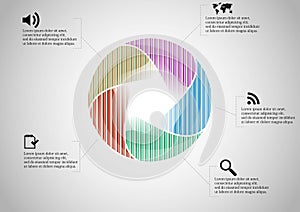 Infographic illustration vector template with shape of divided circle