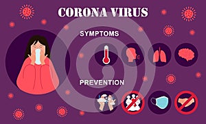 Infographic with information about coronavirus with illustration