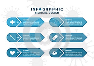 Infographic ingredient label for medical coronavirus concept step to healthy