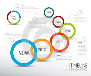 Infographic light timeline report template with circles