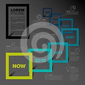 Infographic light timeline report template with square frames