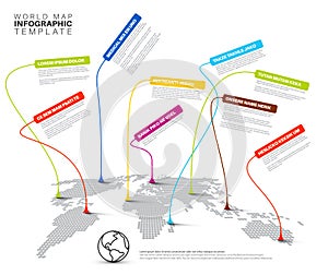 Infographic: Light World map with pointer marks