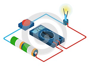 Infographic of measurement multimeters voltage circuit