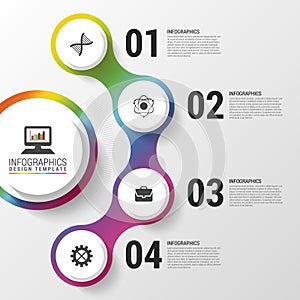 Infographic. Modern design template. Colorful circle with icons. Vector illustration