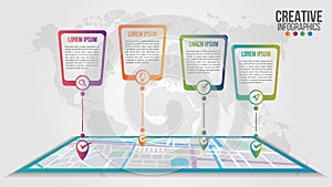 Infographic modern timeline design vector template for business with 4 steps or options illustrate a strategy.