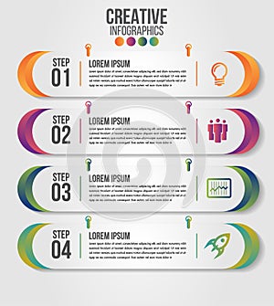 Infographic modern timeline design vector template for business with 4 steps or options illustrate a strategy. Can be used for