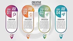 Infographic modern timeline design vector template for business with 4 steps or options illustrate a strategy. Can be used for