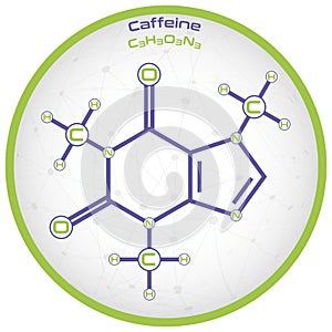 Infographic of the molecule of Caffeine