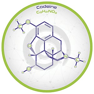 Infographic of the molecule of Codeine