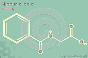 Infographic of the molecule of Hippuric acid