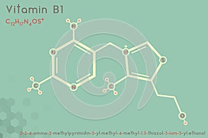 Infographic of the molecule of Vitamin B1