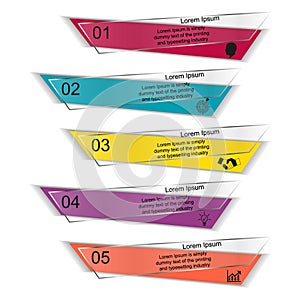 Infographic multicolored transparent with four-step shadow