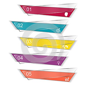 Infographic multicolored transparent with shadow on five steps