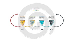 New stroke line design four steps presentation of planning and new idea.