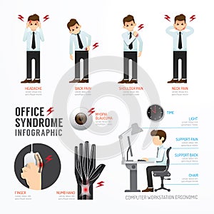 Infographic office syndrome Template Design . Concept Vector ill