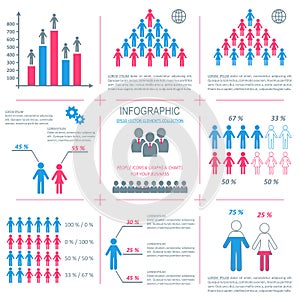 Infographic people icons demographic collection photo