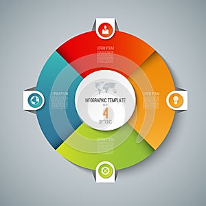 Infographic pie chart circle template with 4 options.