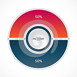 Infographic pie chart circle in thin line flat style. Share of 50 percent. Vector illustration