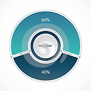 Infographic pie chart circle in thin line flat style. Share of 60 and 40 percent. Vector illustration