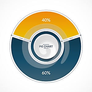Infographic pie chart circle in thin line flat style. Share of 40 and 60 percent. Vector illustration