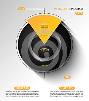 Infographic pie chart template. Share of 20 and 80 percent. Vector illustration
