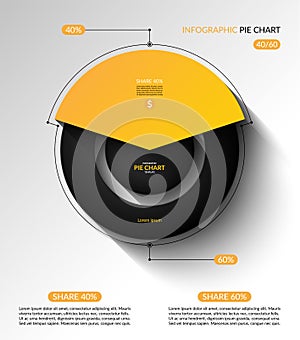 Infographic pie chart template. Share of 40 and 60 percent. Vector illustration