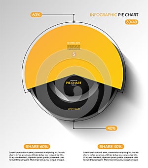 Infographic pie chart template. Share of 60 and40 percent. Vector illustration