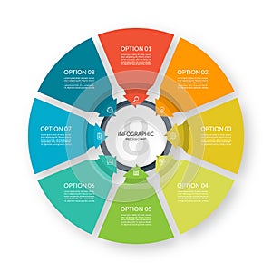 Infographic process chart with 8 arrows