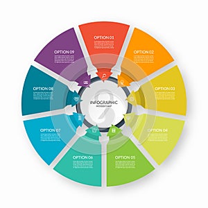 Infographic process chart with 9 arrows