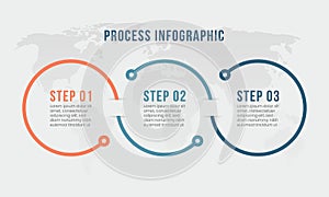 Infographic process timeline for business. 3 point step. vector